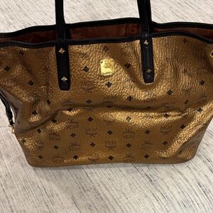 MCM Gold and Black Monogram Tote
